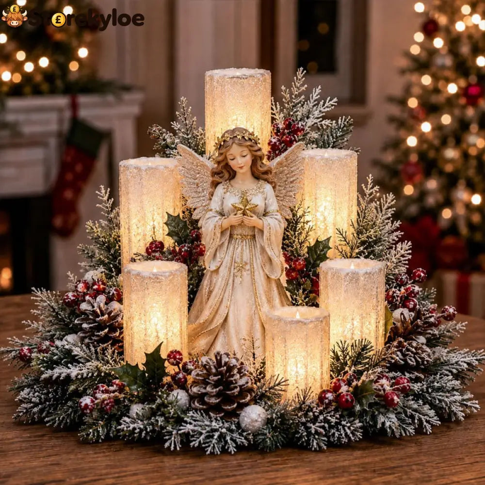 Christmas Lighted Centerpiece With Flameless Candle Glow - Angel