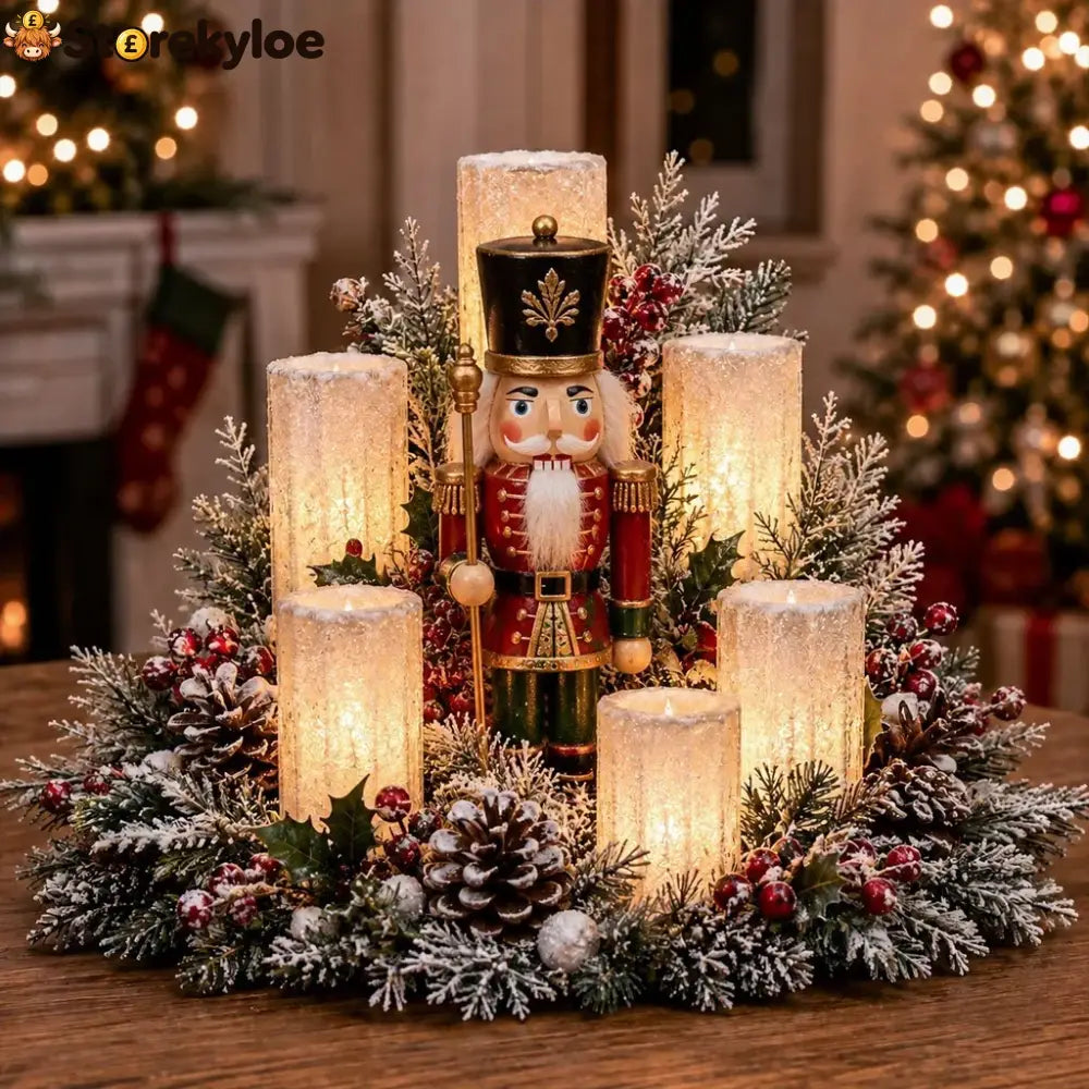 Christmas Lighted Centerpiece With Flameless Candle Glow - Nutcracker