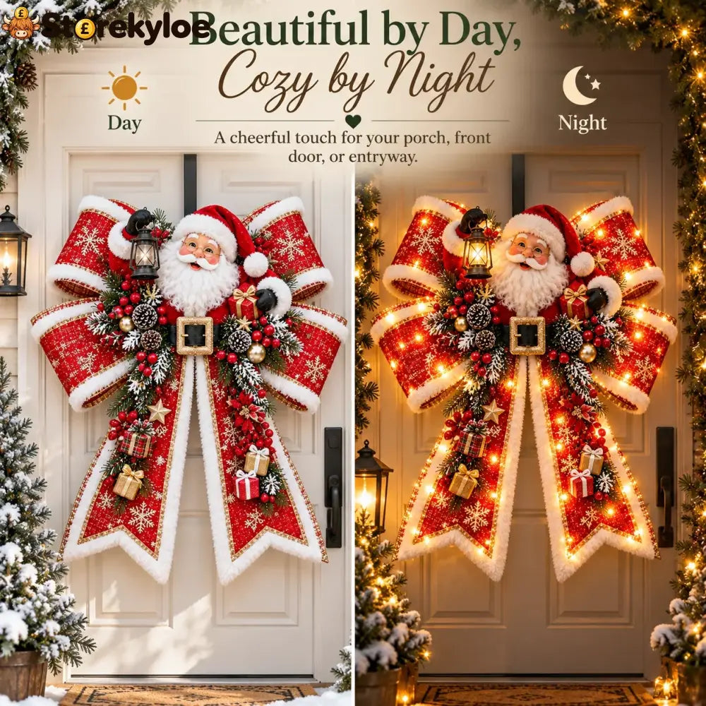 😍🎀🎄 Christmas Magic Bow Door Hangers – Oversized Light-Up Holiday Bows in 6 Festive Styles