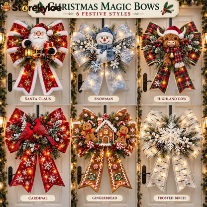 🎁Christmas Magic Bow Door Hangers – Oversized Light-Up Holiday Bows in 6 Festive Styles