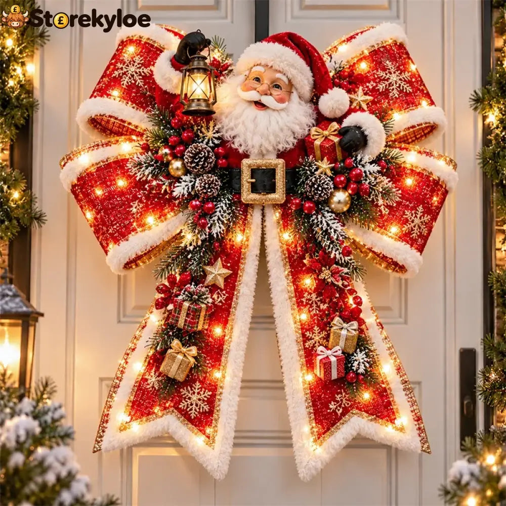 🎁Christmas Magic Bow Door Hangers – Oversized Light-Up Holiday Bows in 6 Festive Styles - 🎅 Santa Claus