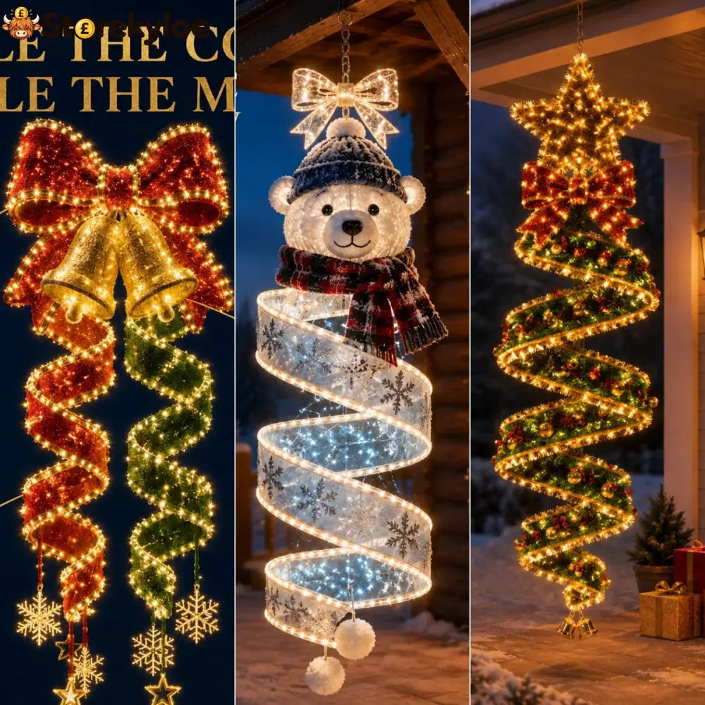🎄Christmas Magic Spiral Hanging LED Light Collection - Polar bear + Star + Bow tie（3 Style）