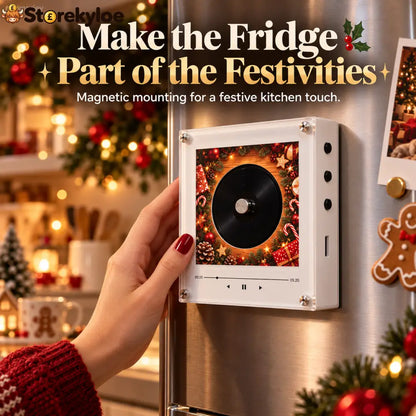 🎄🎵 Christmas Magnetic Music Player with 9 Mini Records – Retro Holiday Decor & Gift Set 🎁