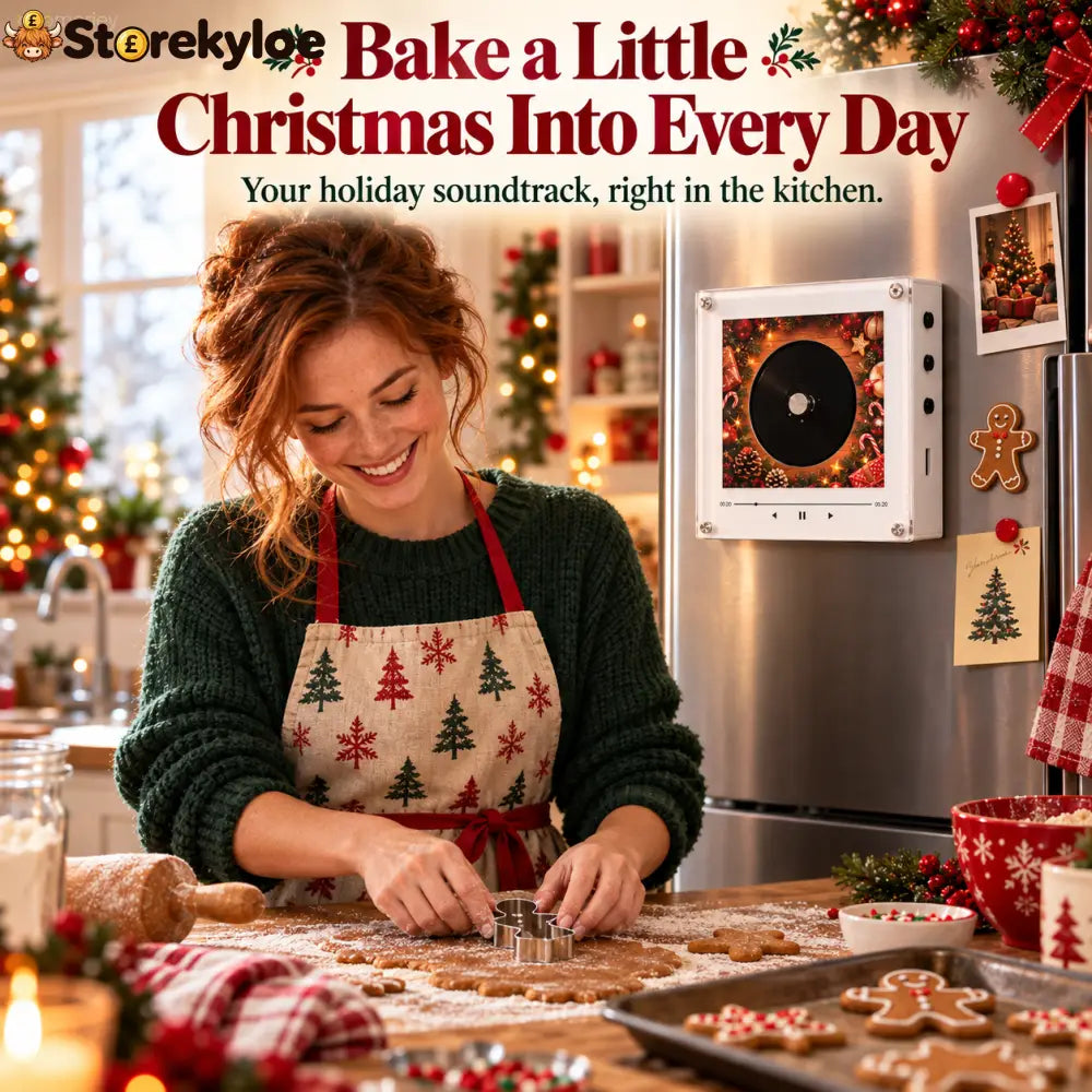 🎄🎵 Christmas Magnetic Music Player with 9 Mini Records – Retro Holiday Decor & Gift Set 🎁