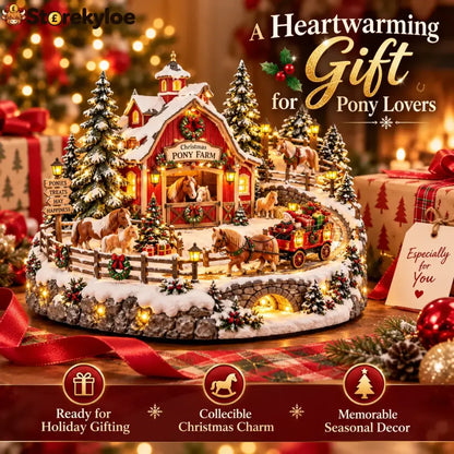 🐴 Christmas Pony Farm Village – Animated Holiday Scene
