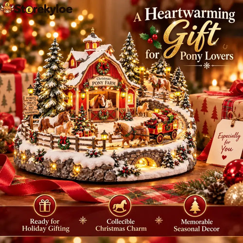 🐴 Christmas Pony Farm Village – Animated Holiday Scene