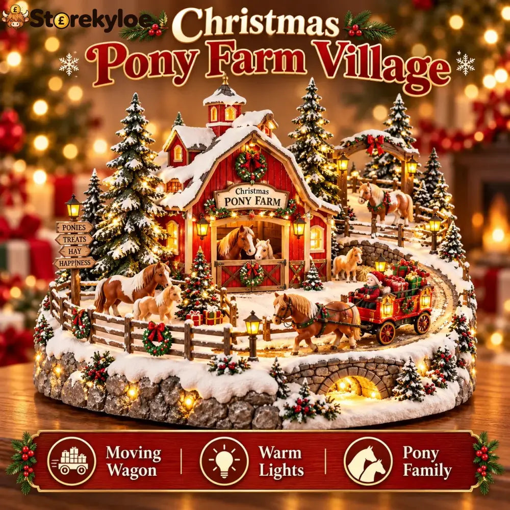 🐴 Christmas Pony Farm Village – Animated Holiday Scene
