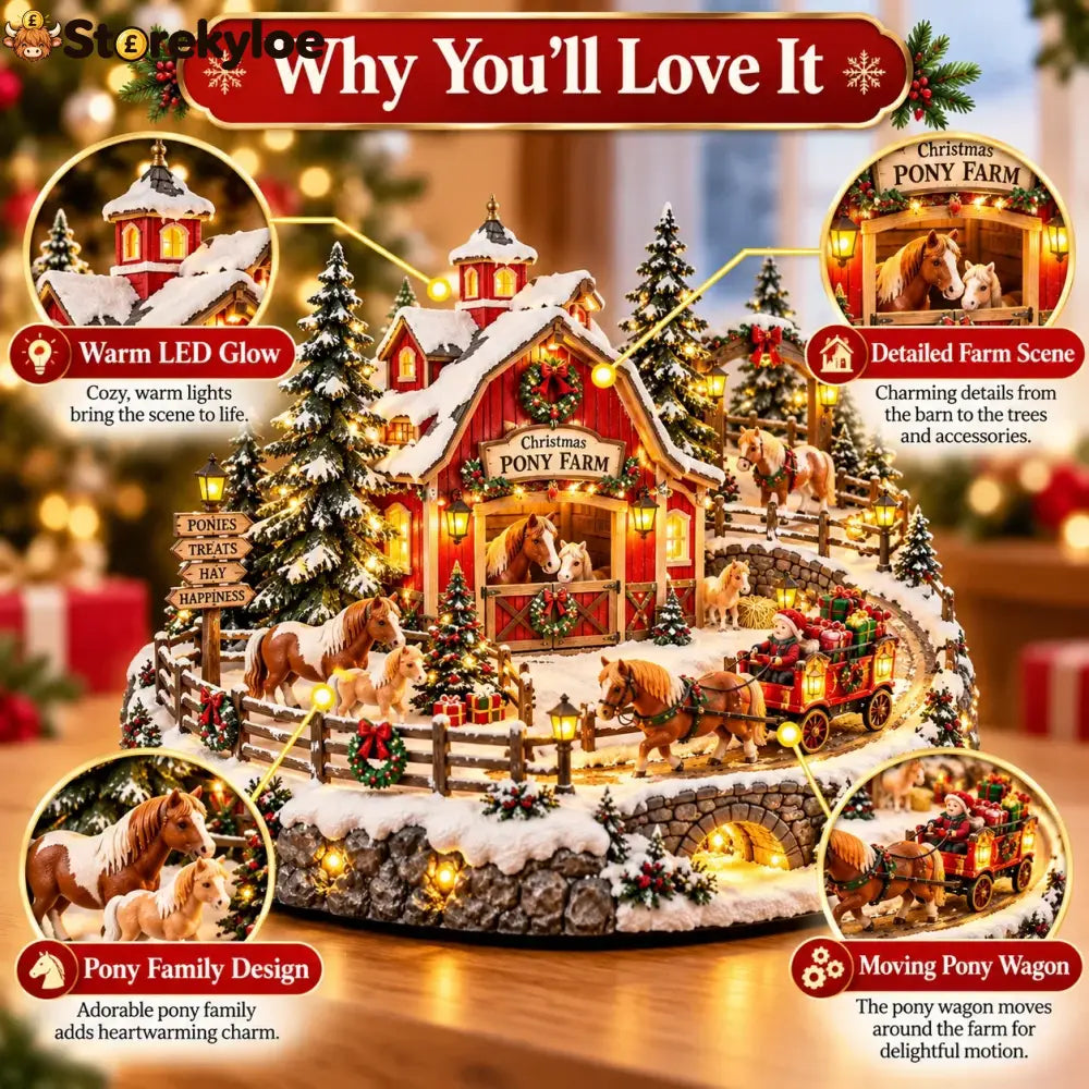 🐴 Christmas Pony Farm Village – Animated Holiday Scene