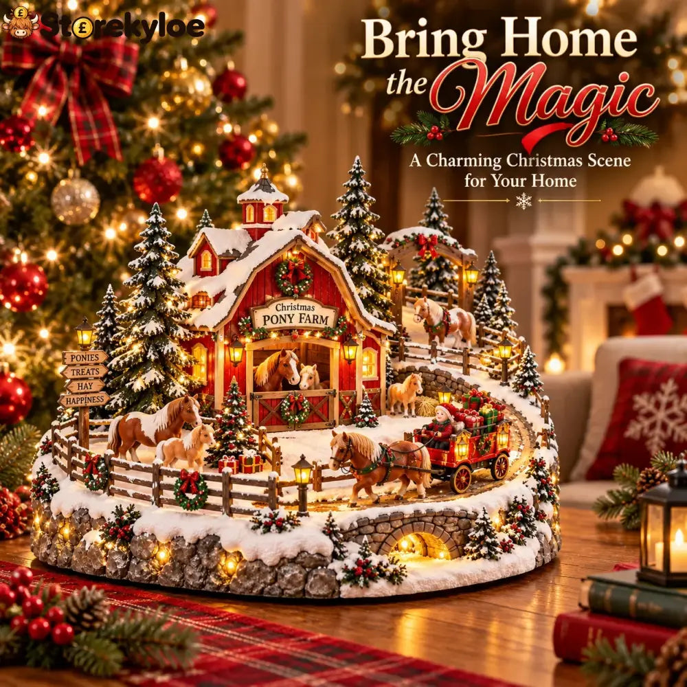 🐴 Christmas Pony Farm Village – Animated Holiday Scene