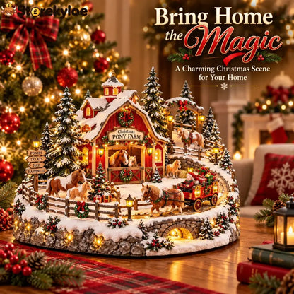 🐴 Christmas Pony Farm Village – Animated Holiday Scene