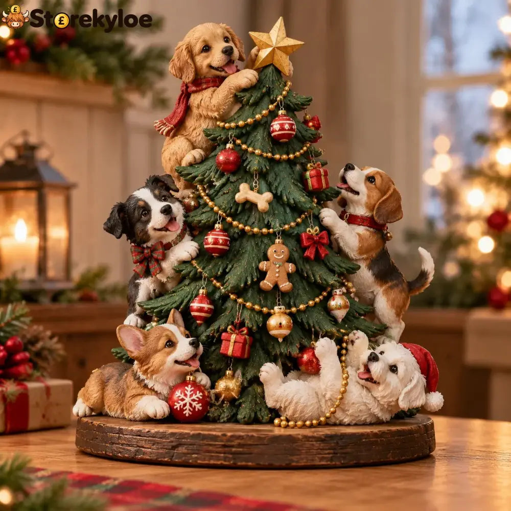Christmas Puppy Party – Dog Christmas Tree Figurine