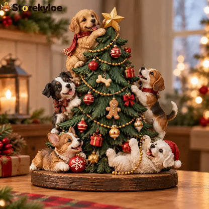 Christmas Puppy Party – Dog Christmas Tree Figurine