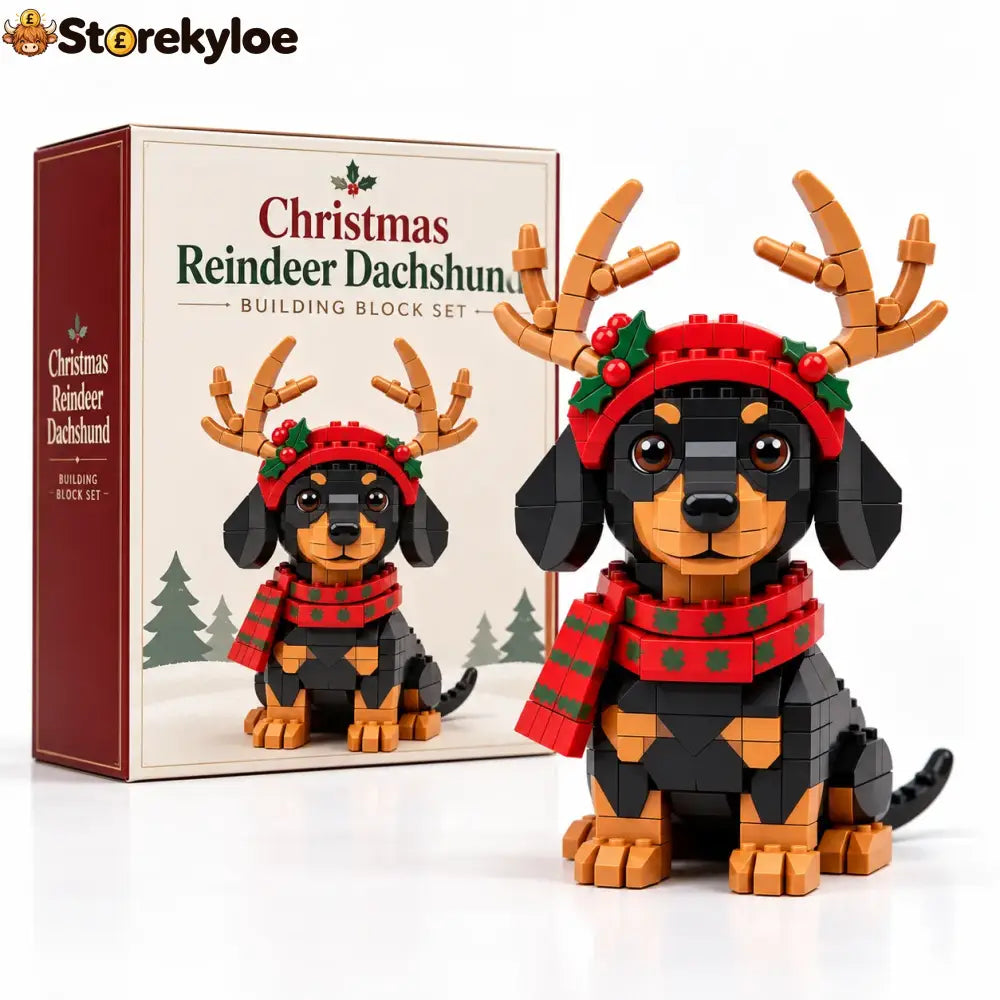 Christmas Reindeer Dachshund Building Block Set