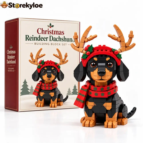 Christmas Reindeer Dachshund Building Block Set