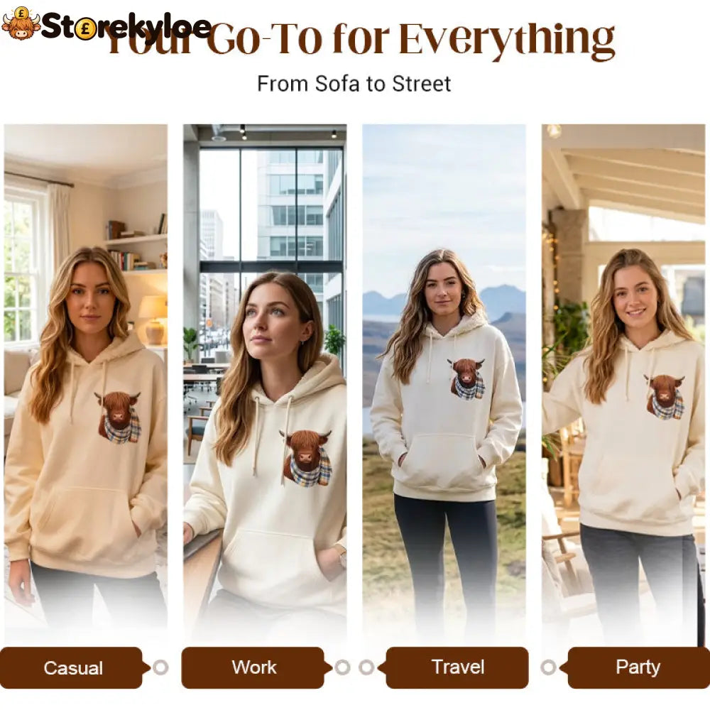 🎅CHRISTMAS SALE 50% OFF!!🎁🐄Cute Highland Cow Cozy Fleece-Lined Hooded Sweatshirt - Hot products