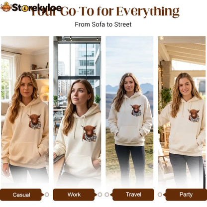 🎅CHRISTMAS SALE 50% OFF!!🎁🐄Cute Highland Cow Cozy Fleece-Lined Hooded Sweatshirt - Hot products