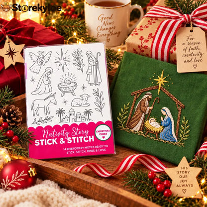 🎄Christmas Stick & Stitch Embroidery Pattern Pack – 5 Sheets / 70 Wash-Away Embroidery Motifs🧵 - Best Sellers