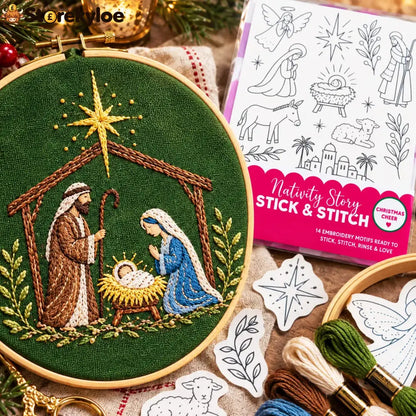 🎄Christmas Stick & Stitch Embroidery Pattern Pack – 5 Sheets / 70 Wash-Away Embroidery Motifs🧵 - Best Sellers