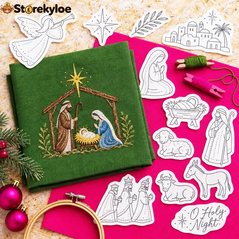 🎄Christmas Stick & Stitch Embroidery Pattern Pack – 5 Sheets / 70 Wash-Away Embroidery Motifs🧵 - Best Sellers