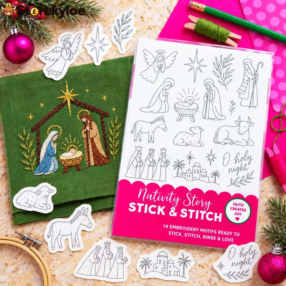 🎄Christmas Stick & Stitch Embroidery Pattern Pack – 5 Sheets / 70 Wash-Away Embroidery Motifs🧵 - Best Sellers