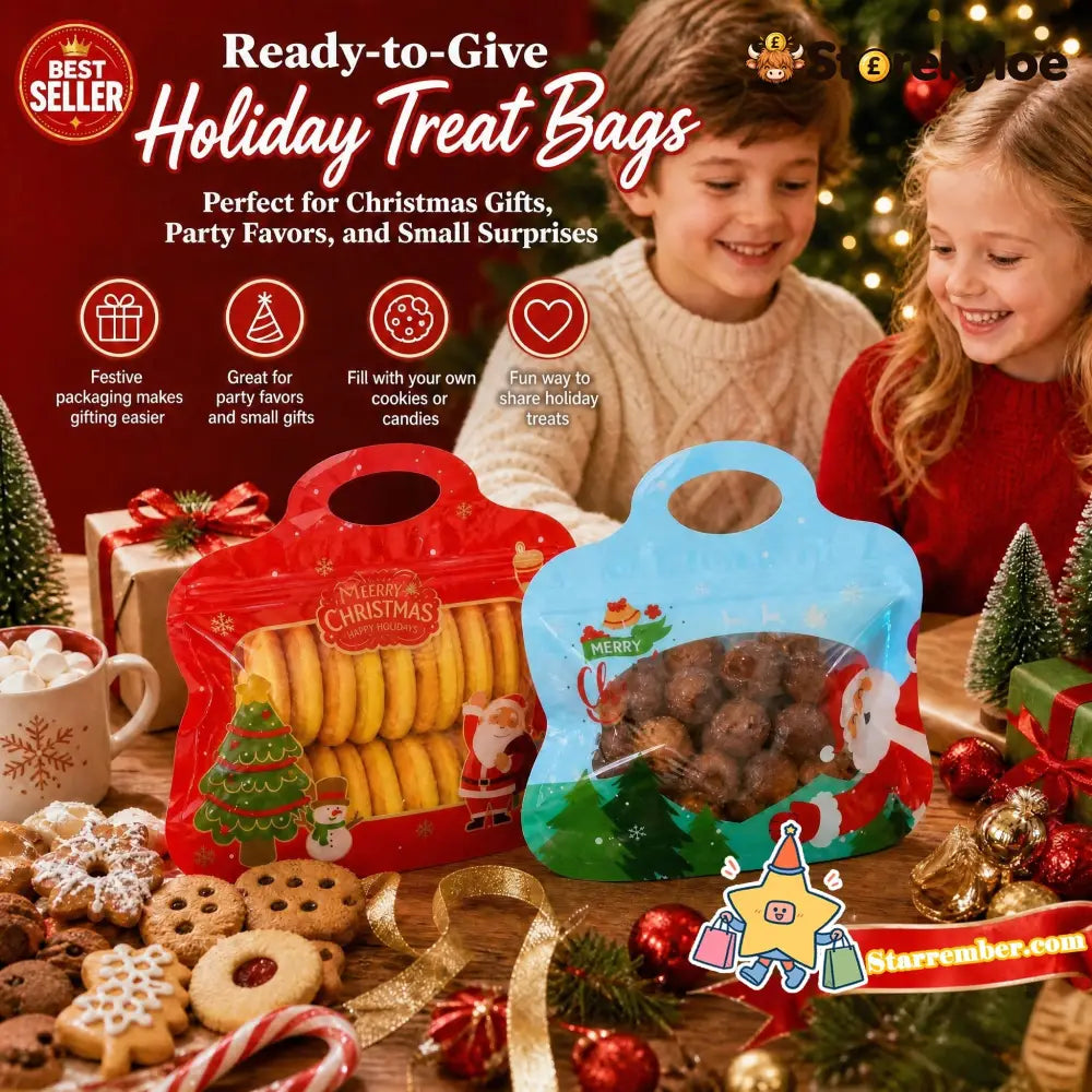 🎅🍬 Christmas Treat Bags – Fill Seal & Gift in Seconds - blue (50pcs) - Toys Kids & Gifts
