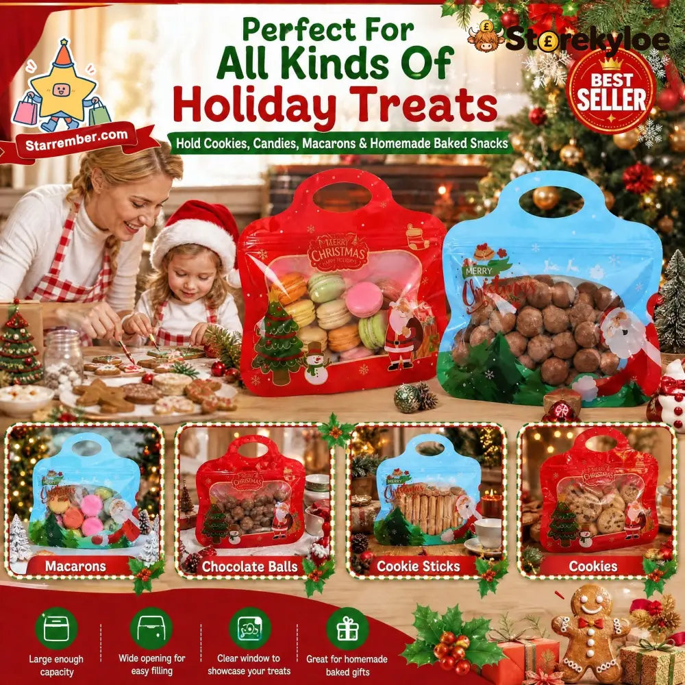 🎅🍬 Christmas Treat Bags – Fill Seal & Gift in Seconds - 🔥red + blue (100pcs) - Toys Kids & Gifts