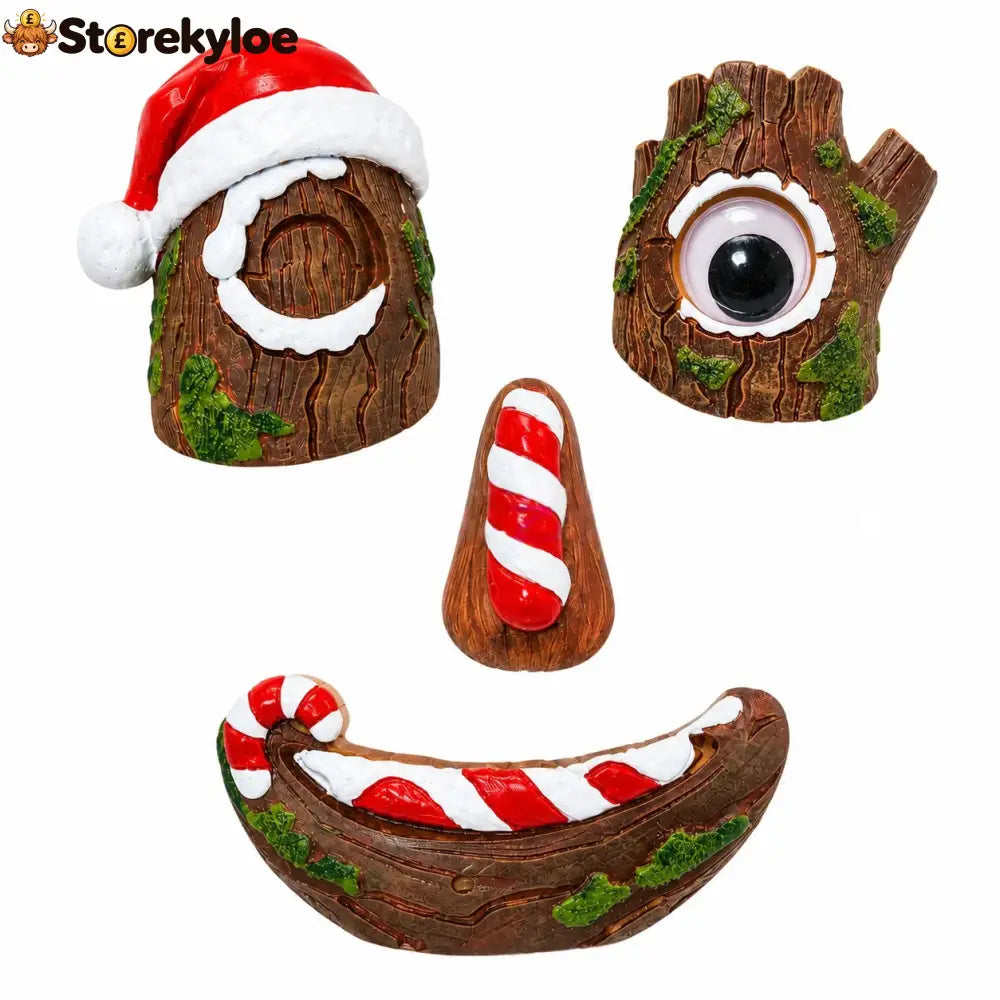 🎅christmas Tree Face Decor Set 4pcs Santa Tree Face Ornament Resin Outdoor Yard Xmas Decor Whimsical Tree Hugger