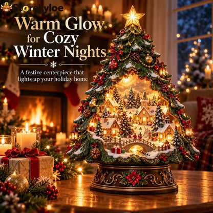 🎄✨ Christmas Tree Keeper – Hidden Village Lighted Tabletop Decor
