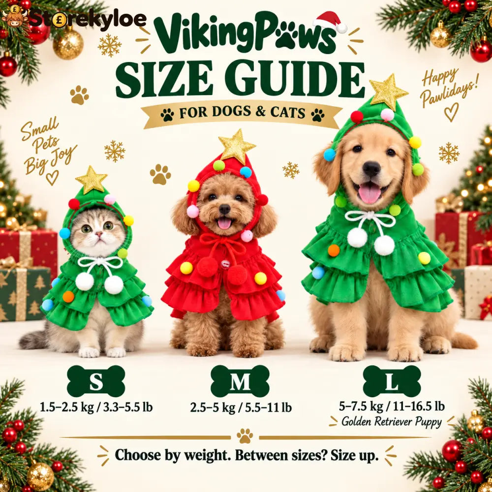 Christmas Tree Pet Costume – Festive Hooded Cape for Cats & Small Dogs