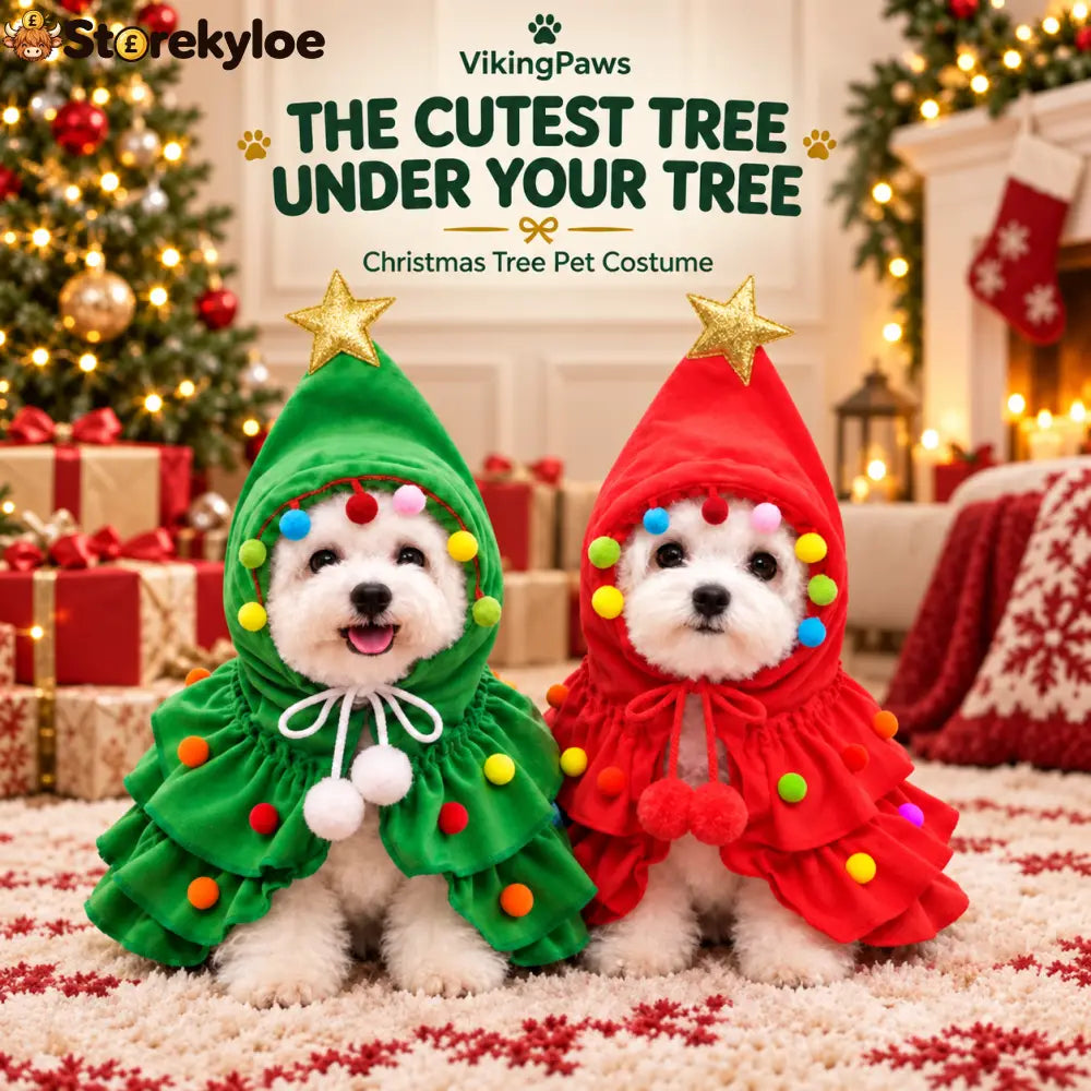 Christmas Tree Pet Costume – Festive Hooded Cape for Cats & Small Dogs