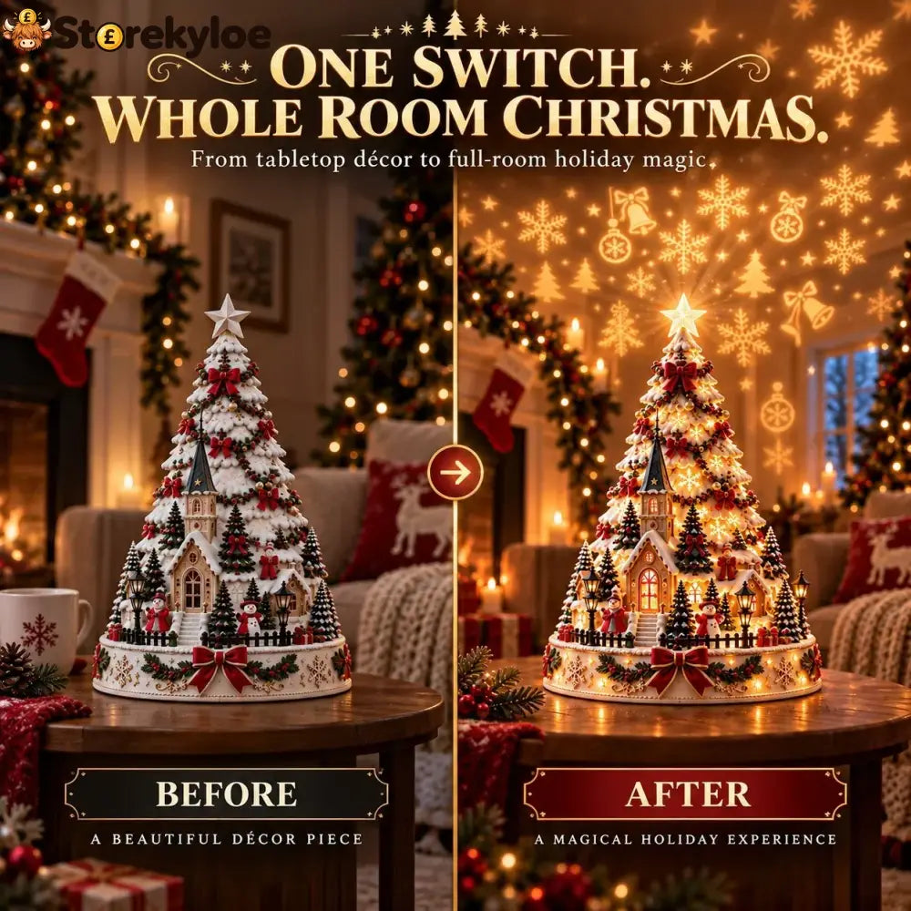 🎄Christmas Village Projection Centerpiece – 4 Themed Villages