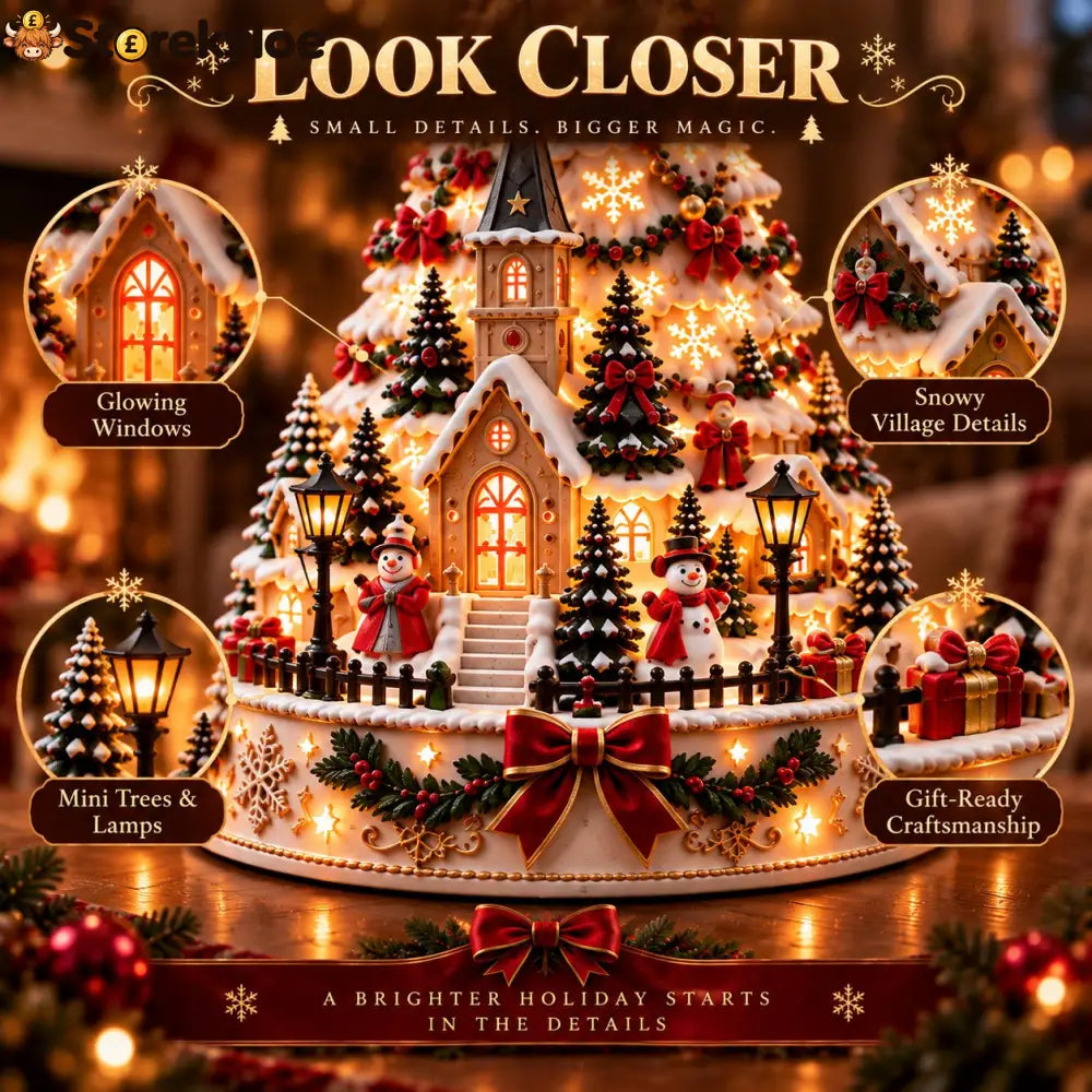 🎄Christmas Village Projection Centerpiece – 4 Themed Villages