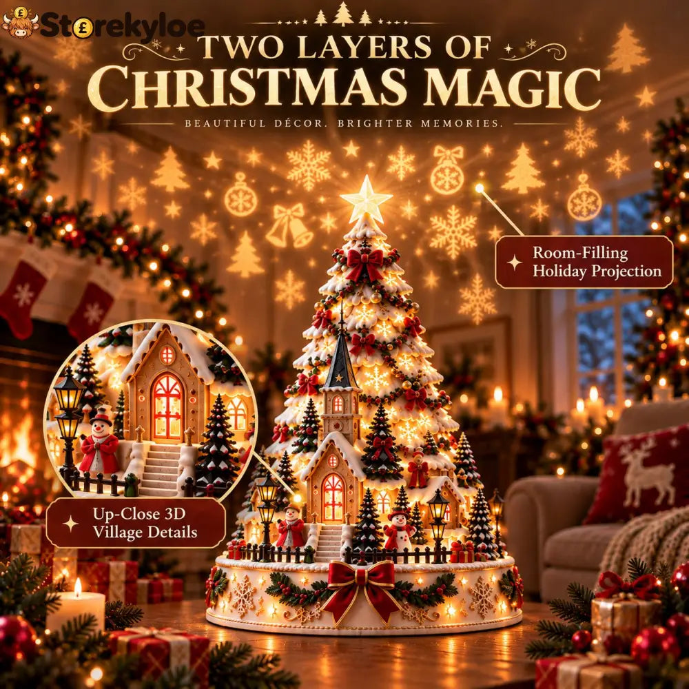 🎄Christmas Village Projection Centerpiece – 4 Themed Villages