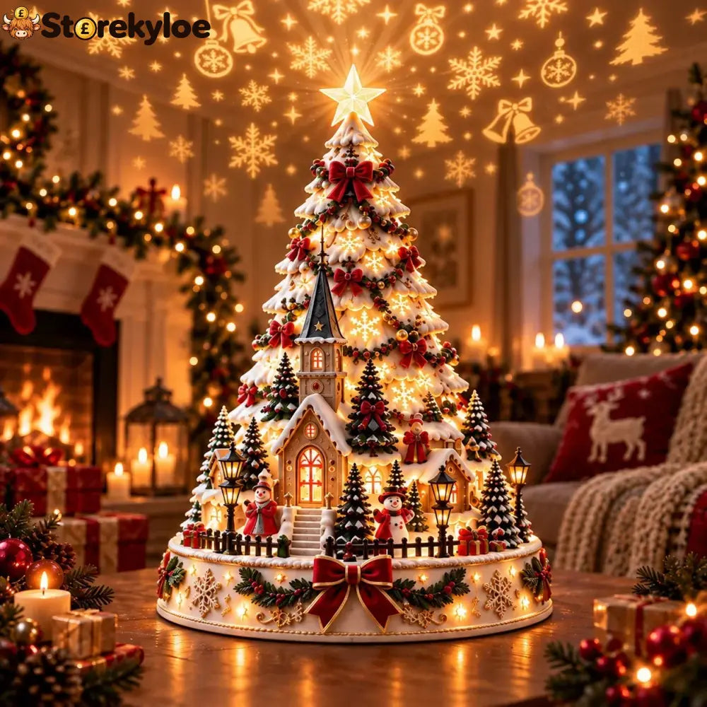 🎄Christmas Village Projection Centerpiece – 4 Themed Villages - 🏘️ Classic Village