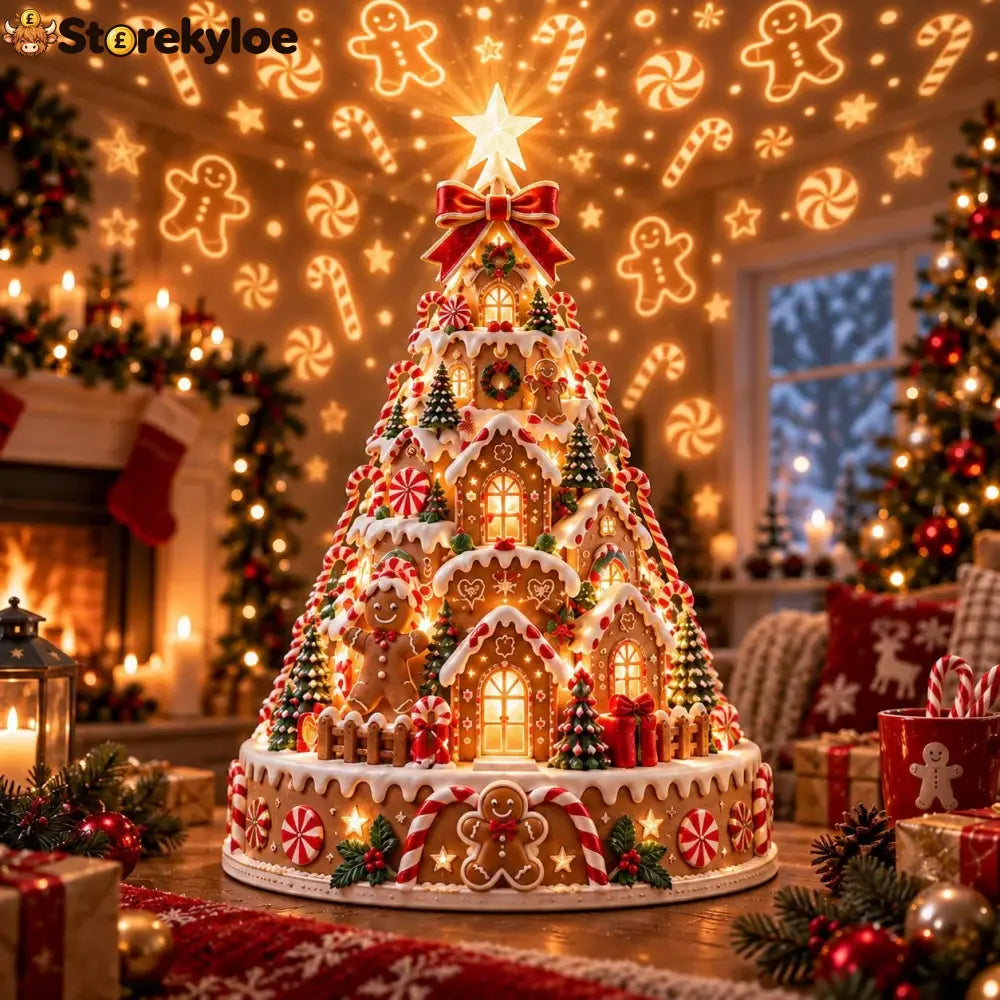 🎄Christmas Village Projection Centerpiece – 4 Themed Villages - 🍪 Gingerbread Village