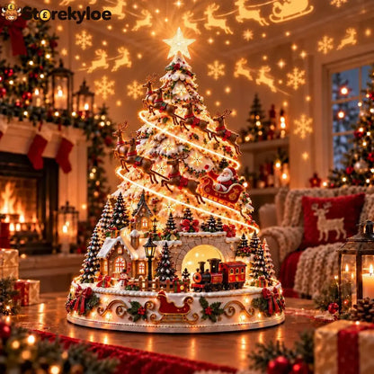 🎄Christmas Village Projection Centerpiece – 4 Themed Villages - 🎅 Santa Express