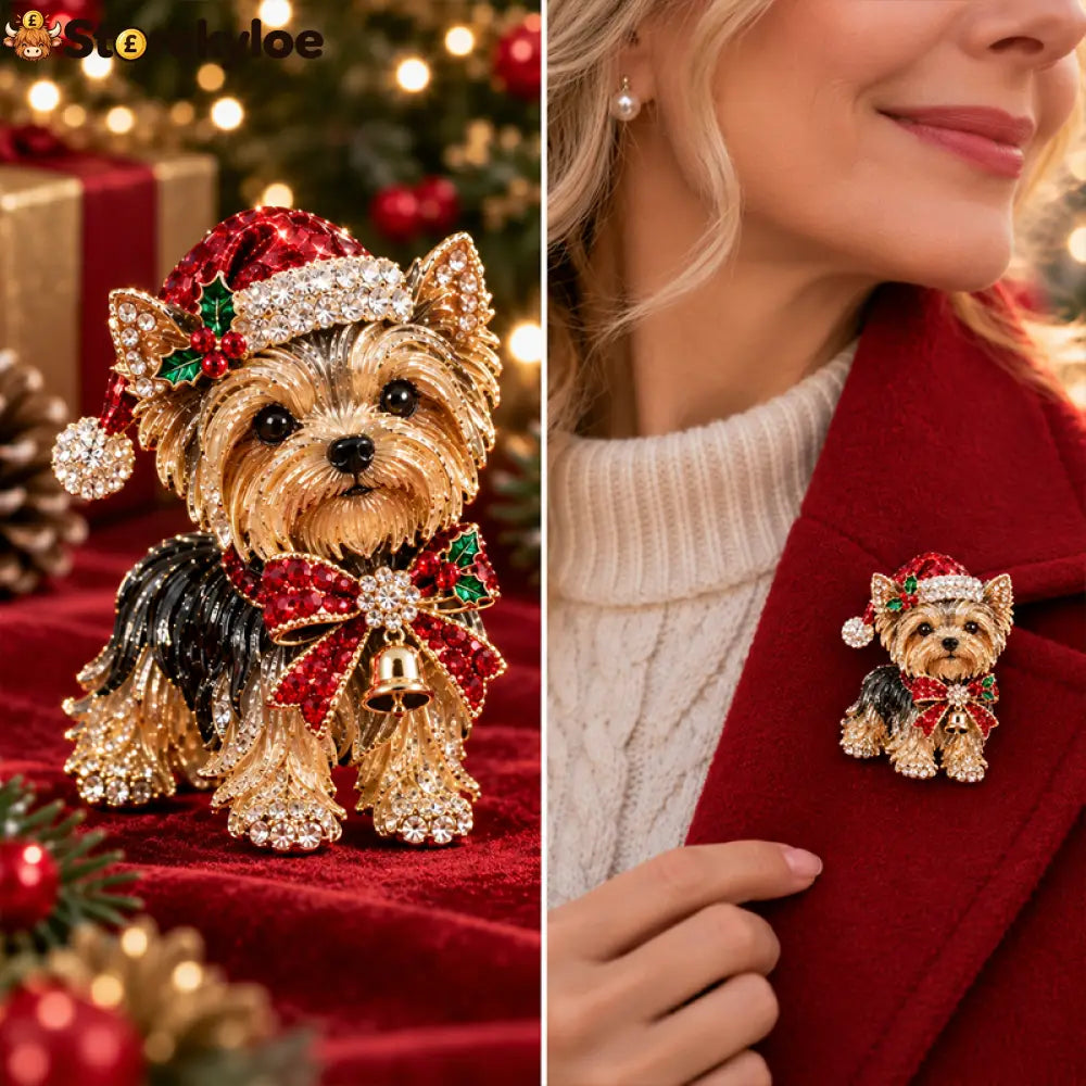 🎄🐶Christmas Westie & Yorkshire Terrier Dog Brooch 🎄🐶