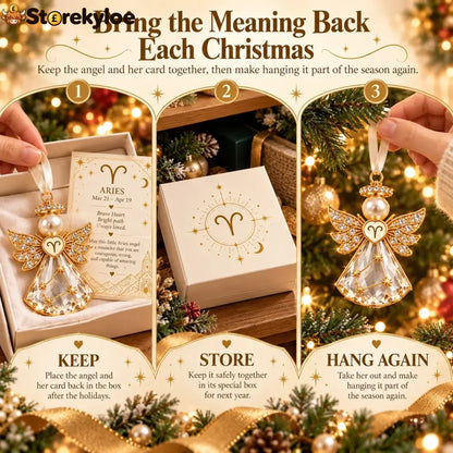 👼 Christmas Zodiac Guardian Angel Keepsake | 12 Signs with Jewel-Toned Designs & Meaningful Gift Cards ✨