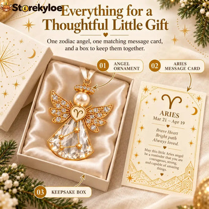 👼 Christmas Zodiac Guardian Angel Keepsake | 12 Signs with Jewel-Toned Designs & Meaningful Gift Cards ✨