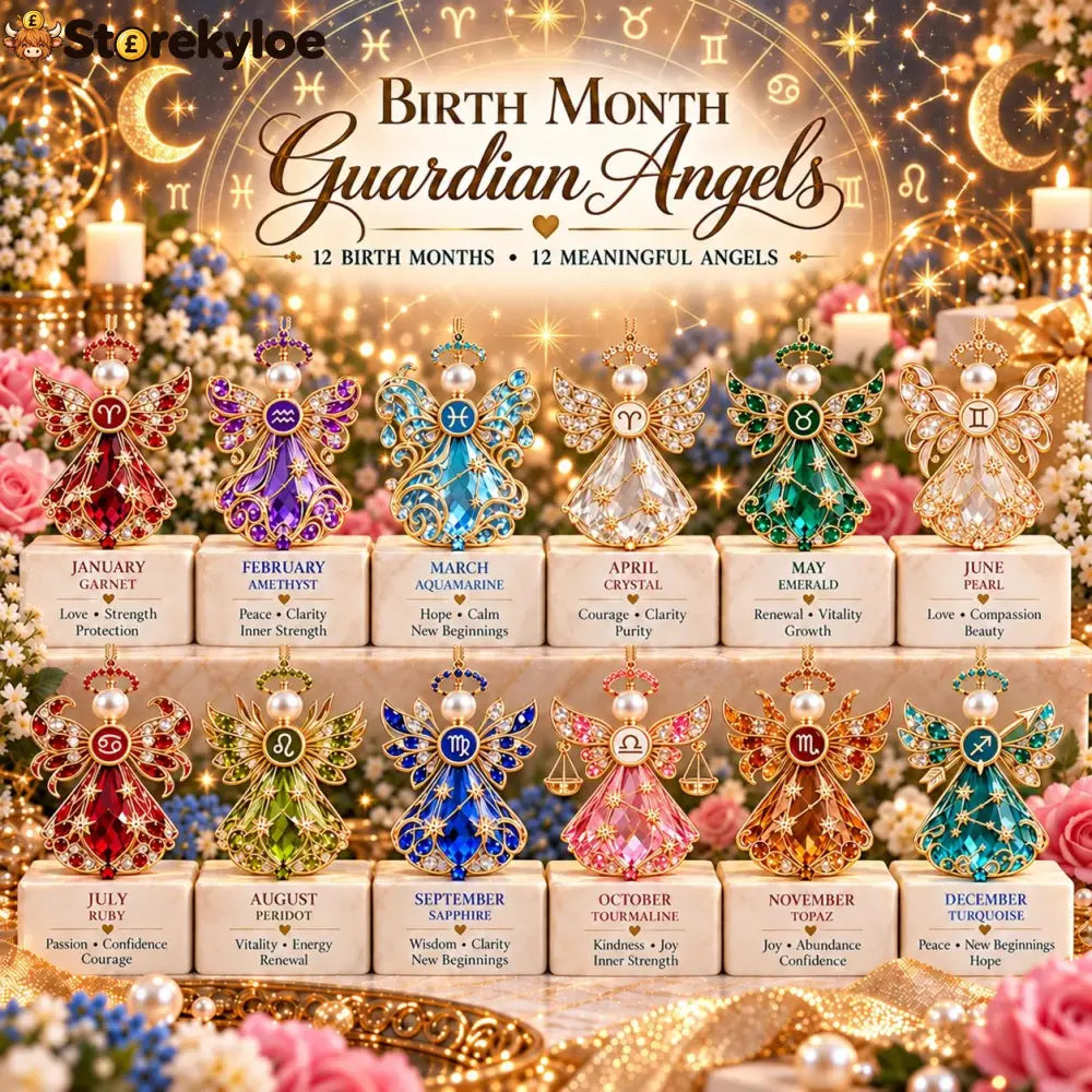 👼 Christmas Zodiac Guardian Angel Keepsake | 12 Signs with Jewel-Toned Designs & Meaningful Gift Cards ✨