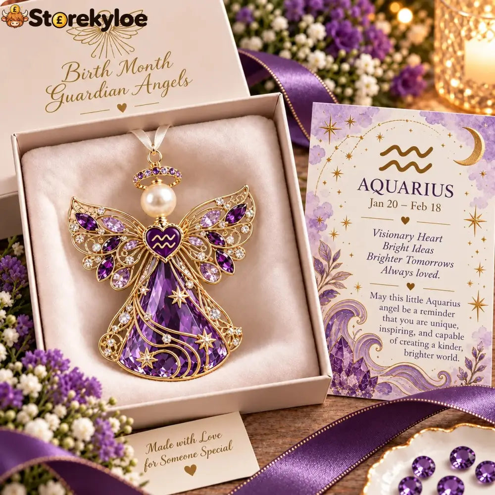 👼 Christmas Zodiac Guardian Angel Keepsake | 12 Signs with Jewel-Toned Designs & Meaningful Gift Cards ✨ - ♒ Aquarius