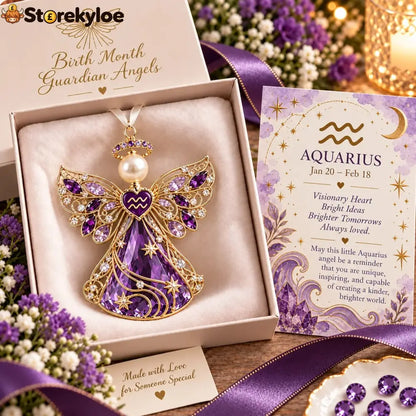 👼 Christmas Zodiac Guardian Angel Keepsake | 12 Signs with Jewel-Toned Designs & Meaningful Gift Cards ✨ - ♒ Aquarius
