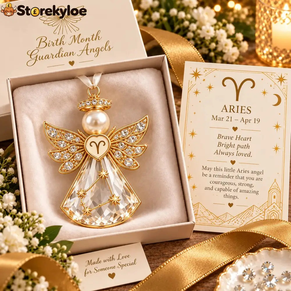 👼 Christmas Zodiac Guardian Angel Keepsake | 12 Signs with Jewel-Toned Designs & Meaningful Gift Cards ✨ - ♈ Aries