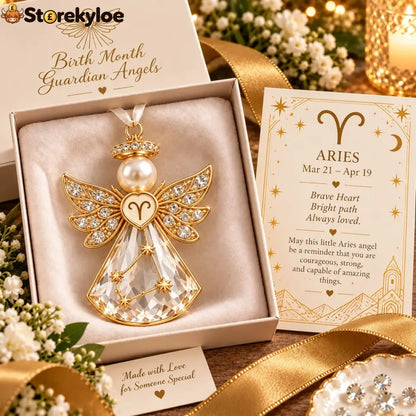 👼 Christmas Zodiac Guardian Angel Keepsake | 12 Signs with Jewel-Toned Designs & Meaningful Gift Cards ✨ - ♈ Aries