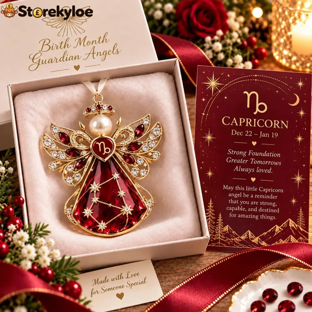 👼 Christmas Zodiac Guardian Angel Keepsake | 12 Signs with Jewel-Toned Designs & Meaningful Gift Cards ✨ - ♑ Capricorn