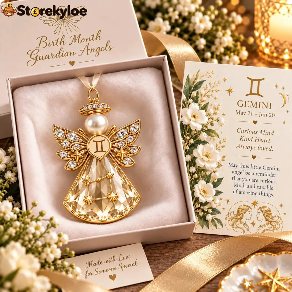 👼 Christmas Zodiac Guardian Angel Keepsake | 12 Signs with Jewel-Toned Designs & Meaningful Gift Cards ✨ - ♊ Gemini
