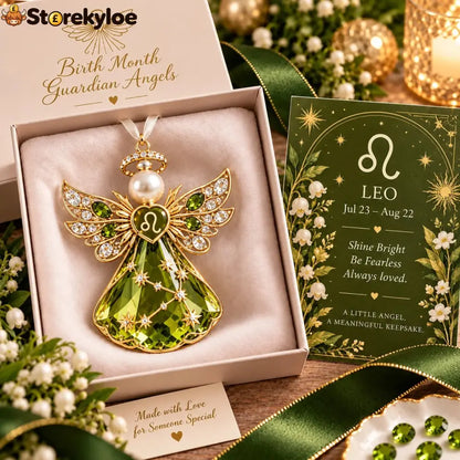 👼 Christmas Zodiac Guardian Angel Keepsake | 12 Signs with Jewel-Toned Designs & Meaningful Gift Cards ✨ - ♌ Leo