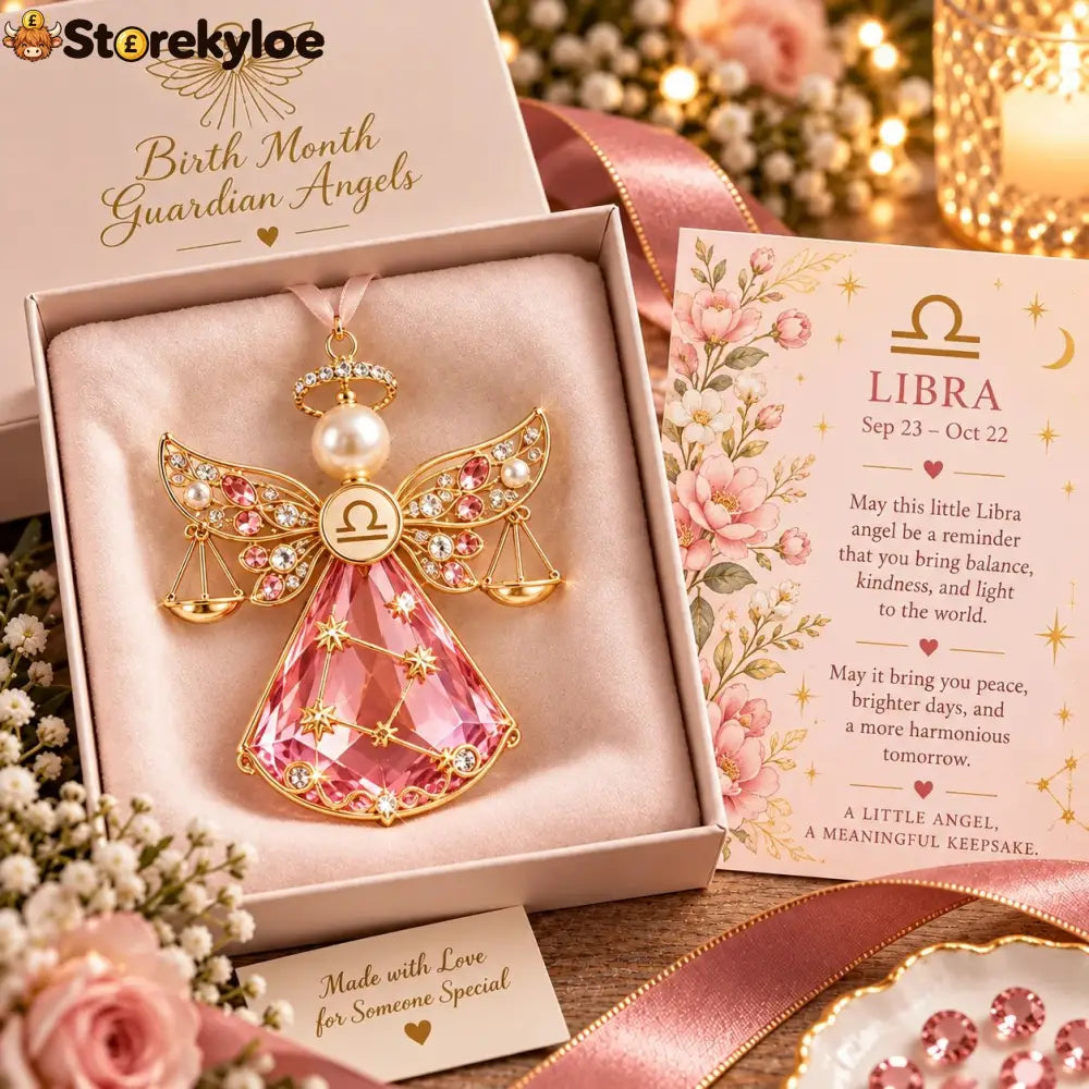 👼 Christmas Zodiac Guardian Angel Keepsake | 12 Signs with Jewel-Toned Designs & Meaningful Gift Cards ✨ - ♎ Libra