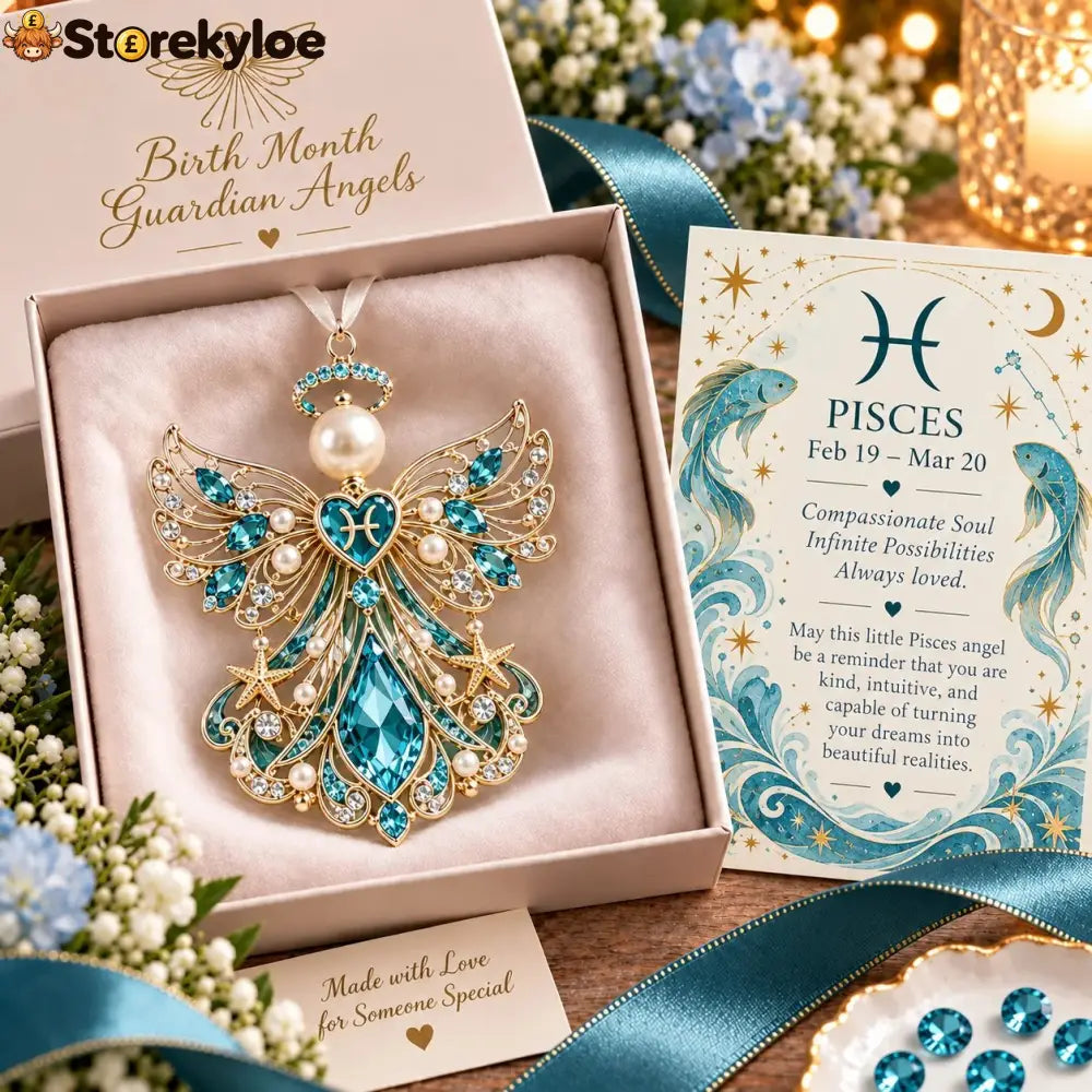 👼 Christmas Zodiac Guardian Angel Keepsake | 12 Signs with Jewel-Toned Designs & Meaningful Gift Cards ✨ - ♓ Pisces
