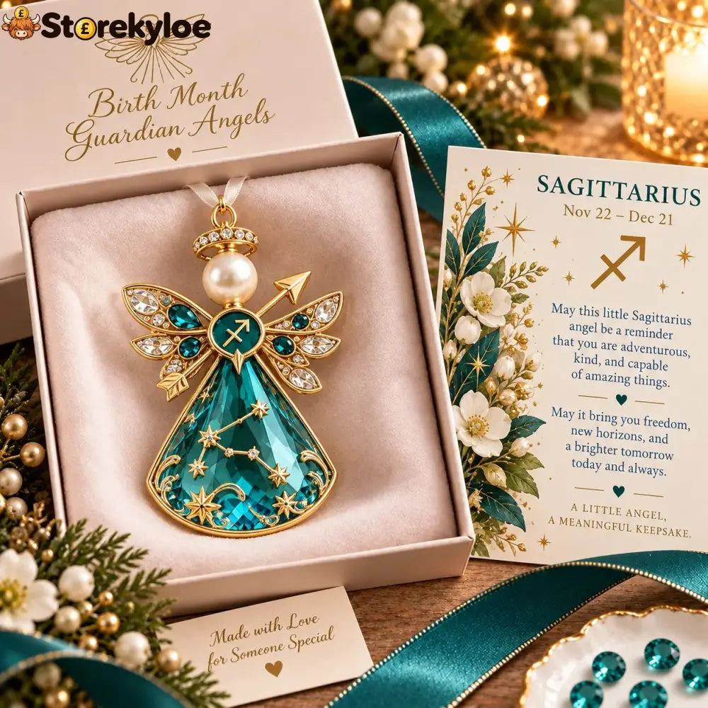 👼 Christmas Zodiac Guardian Angel Keepsake | 12 Signs with Jewel-Toned Designs & Meaningful Gift Cards ✨ - ♐ Sagittarius